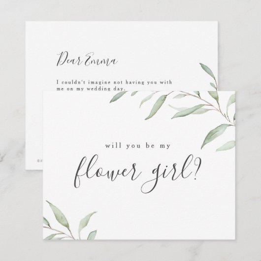 Minimale groenerij zal je mijn bloemmeisje zijn kaart (Voorkant / Achterkant)