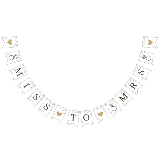 Minimale groenery Miss aan Mrs. Rustic vrijgezelle Vlaggetjes (Alle)