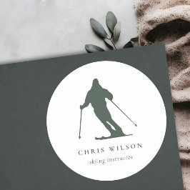 Minimale groeneskiende Silhouette Instructor Coach Ronde Sticker