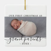 Minimale grootouders eerste Kerstmis met foto Keramisch Ornament (Achterkant)