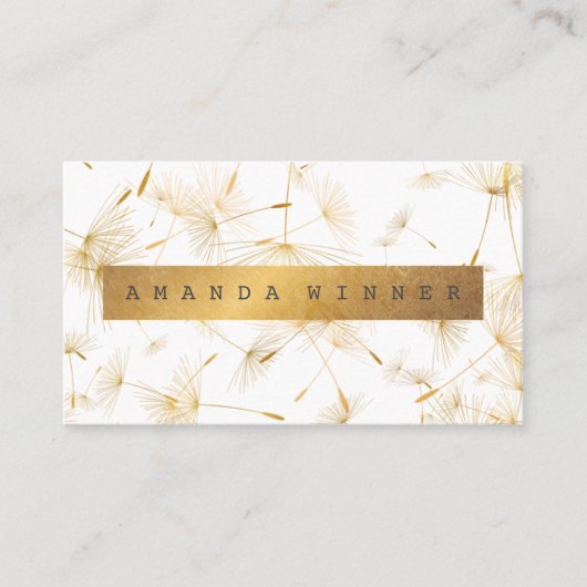 Minimale Grungy Gold Dandelion Confetti Vip Visitekaartje (Voorkant)
