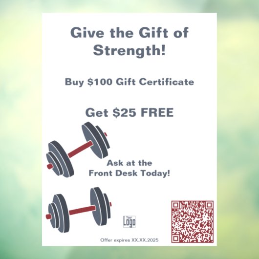 Minimale Gym het hele jaar Gift Certificate Promot Raamsticker (Vel 3)