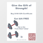 Minimale Gym het hele jaar Gift Certificate Promot Raamsticker (Vel)