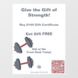 Minimale Gym het hele jaar Gift Certificate Promot Raamsticker