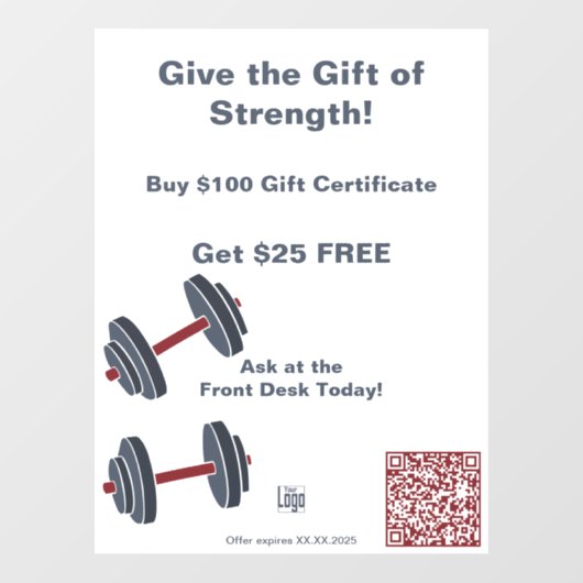 Minimale Gym het hele jaar Gift Certificate Promot Raamsticker (Vel)