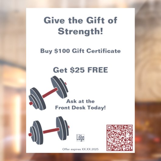 Minimale Gym het hele jaar Gift Certificate Promot Raamsticker (Vel 2)