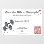 Minimale Gym Kerstcadeau Certificaat Promo Raamsticker (Vel)