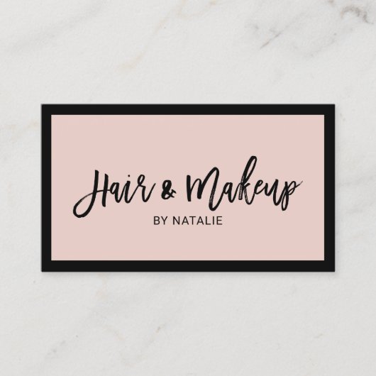 Minimale haar Stylist Makeup Artist Blush Pink Visitekaartje (Voorkant)