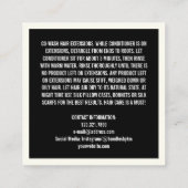 Minimale Haarstylist Wig Bundle Maintenance Card Vierkante Visitekaartje (Achterkant)