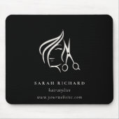 Minimale Haarstylist zwart-wit haarschaar Muismat (Voorkant)