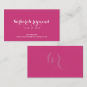 Minimale haarstyliste (aangepaste beroep) fuchsia visitekaartje (Voorkant / Achterkant)
