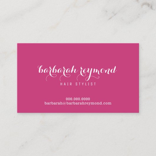 Minimale haarstyliste (aangepaste beroep) fuchsia visitekaartje (Voorkant)