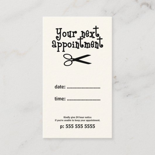 Minimale Hair Stylist Afspraakkaart Schaar Afsprakenkaartje (Voorkant)