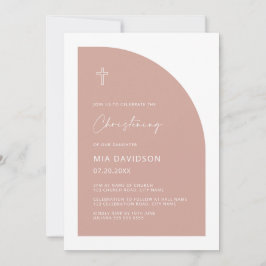 Minimale halfboog Blush Pink Girl Christening   Kaart