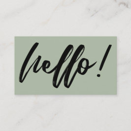 Minimale 'Hallo' in handgeschreven script zwart op Visitekaartje