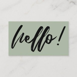 Minimale 'Hallo' in handgeschreven script zwart op Visitekaartje