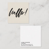 Minimale Hallo in handschrift Script Black op Crea Vierkante Visitekaartje (Voorkant / Achterkant)