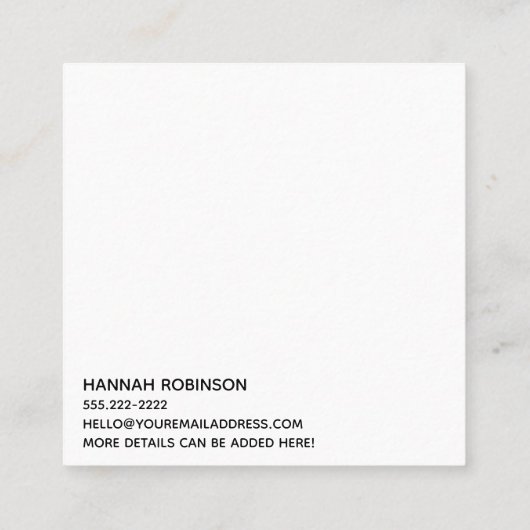 Minimale Hallo in handschrift Script Black op Crea Vierkante Visitekaartje (Achterkant)