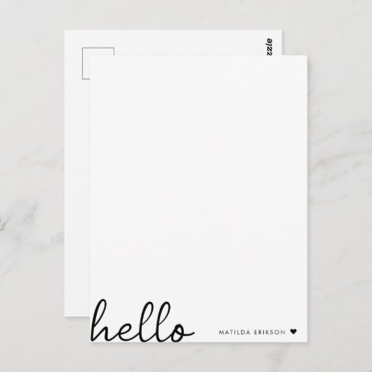 Minimale Hallo | Moderne reinigen hart, eenvoudig Briefkaart (Voorkant / Achterkant)