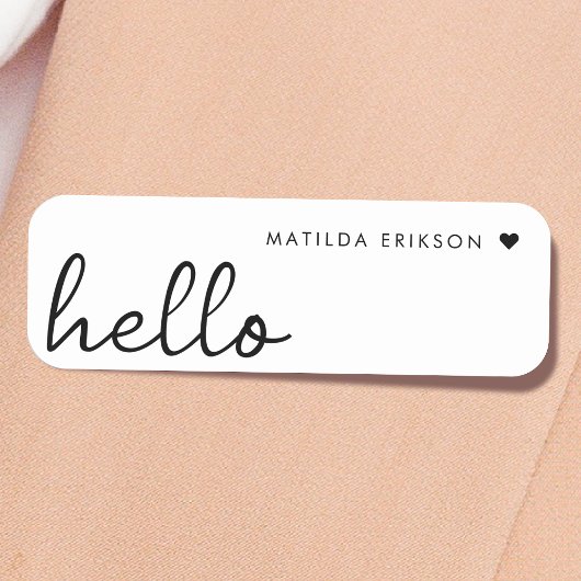 Minimale Hallo | Moderne reinigen hart, eenvoudig  Naamplaatje