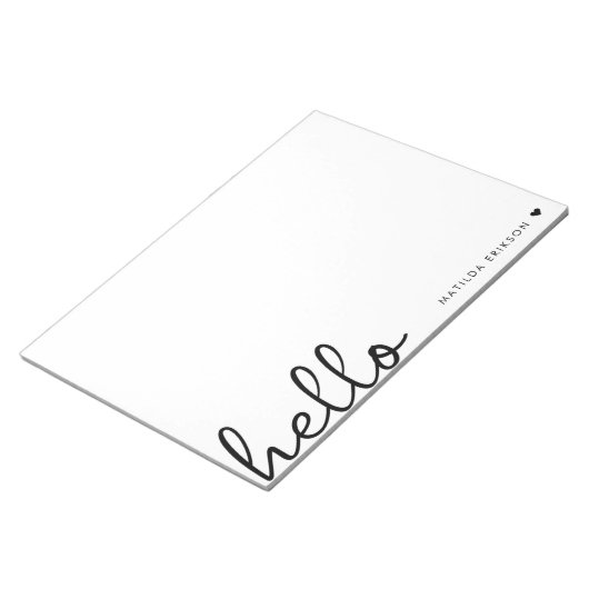 Minimale Hallo | Moderne reinigen hart, eenvoudig  Notitieblok (Schuin)