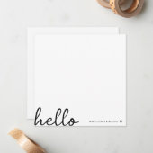 Minimale Hallo | Moderne reinigen hart, eenvoudig  Notitiekaartje (Voorkant / Achterkant in situ)