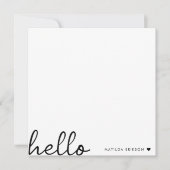 Minimale Hallo | Moderne reinigen hart, eenvoudig  Notitiekaartje (Voorkant)