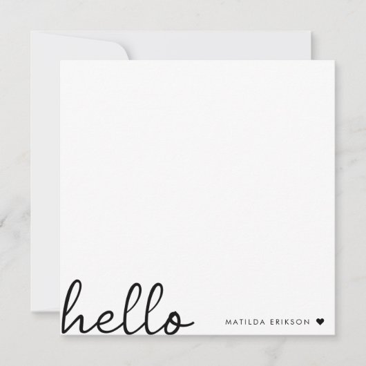 Minimale Hallo | Moderne reinigen hart, eenvoudig  Notitiekaartje (Voorkant)