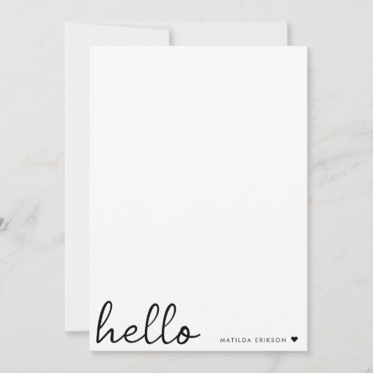 Minimale Hallo | Moderne reinigen hart, eenvoudig  Notitiekaartje (Voorkant)