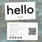 Minimale Hallo QR-code sociale mediapictogrammen Visitekaartje