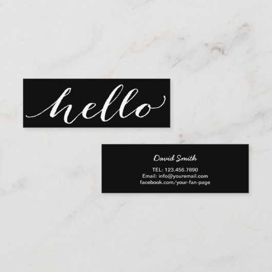 Minimale HALLO Script Professional Mini Visitekaartje (Voorkant / Achterkant)