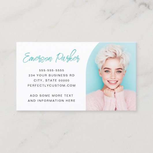 Minimale halve boog foto modern script visitekaartje (Voorkant)