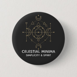 Minimale Halve Maan & Zon Lijnkunst | Boho Stijl Ronde Button 5,7 Cm
