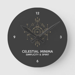 Minimale Halve Maan & Zon Lijnkunst - Boho Stijl Ronde Klok
