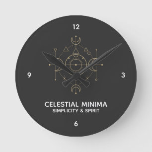 Minimale Halve Maan & Zon Lijnkunst - Boho Stijl Ronde Klok