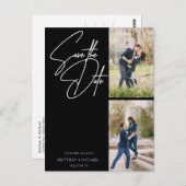 Minimale Hand Geletterde Fotocollage Zwart Briefkaart (Voorkant / Achterkant)