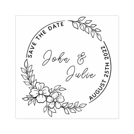 Minimale Hand getrokken bloemenbruiloft Save the D Rubberstempel (Afrduk)