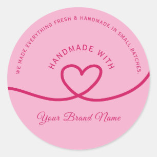Minimale handgemaakte liefdeshart gepersonaliseerd ronde sticker