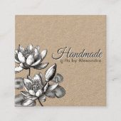 Minimale handgemaakte naam en bloemige waterlelie  vierkante visitekaartje (Voorkant)