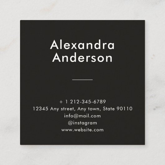 Minimale handgemaakte naam en bloemige waterlelie vierkante visitekaartje (Achterkant)