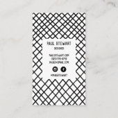 Minimale handgemaakte raster zwart-wit visitekaartje (Achterkant)