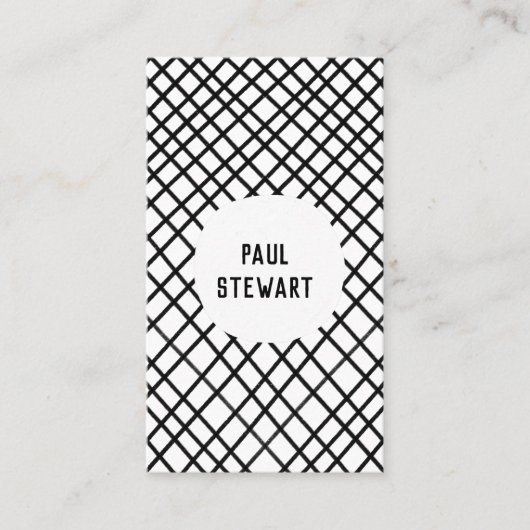 Minimale handgemaakte raster zwart-wit visitekaartje (Voorkant)