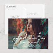 Minimale handgeschreven afstuderen foto-aankondigi briefkaart (Voorkant / Achterkant)