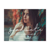 Minimale handgeschreven afstuderen foto-aankondigi