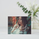 Minimale handgeschreven afstuderen foto-aankondigi briefkaart (Staand voorkant)