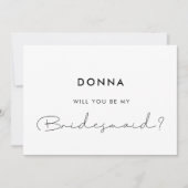 Minimale handgeschreven Bridesmaid-voorstelkaart Kaart (Voorkant)