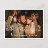 Minimale handgeschreven bruiloft Dank u foto Briefkaart (Voorkant)