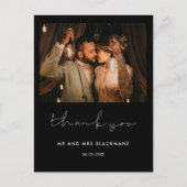 Minimale handgeschreven bruiloft Dank u foto Briefkaart (Voorkant)