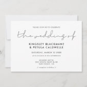 Minimale handgeschreven bruiloft kaart (Voorkant)