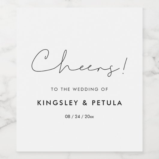 Minimale handgeschreven bruiloft wijn etiket (Enkel label)